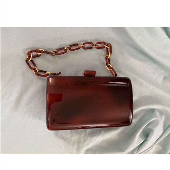 Vintage 1940s 1960s tortoise shell lucite or acrylic handbag - Picture 4 of 10